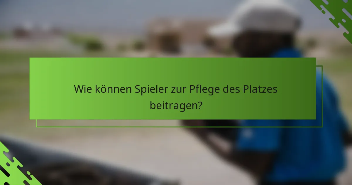 Wie können Spieler zur Pflege des Platzes beitragen?